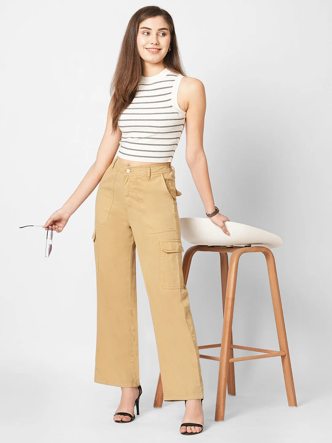 Women Striped Flat Knit Tank Top