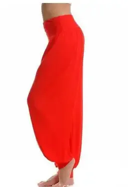 Women's Boho Harem Pants - Modal Solid Belly Dance Trousers, Wide-Leg Long Yoga Pants