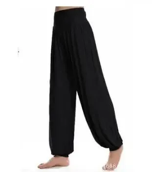Women's Boho Harem Pants - Modal Solid Belly Dance Trousers, Wide-Leg Long Yoga Pants