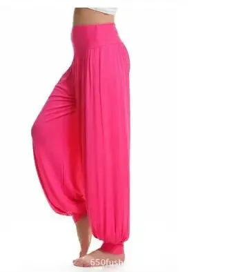 Women's Boho Harem Pants - Modal Solid Belly Dance Trousers, Wide-Leg Long Yoga Pants